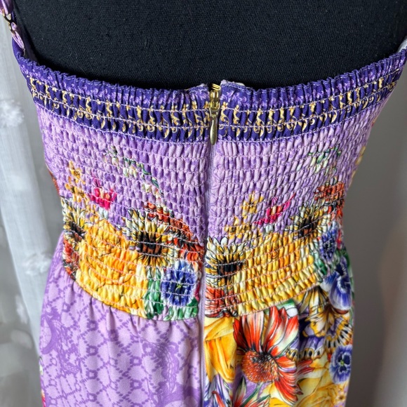 Agua Bendita x Revolve Suzie Floral Lavender Sweetheart Tiered Maxi Dress Large - Picture 9 of 14